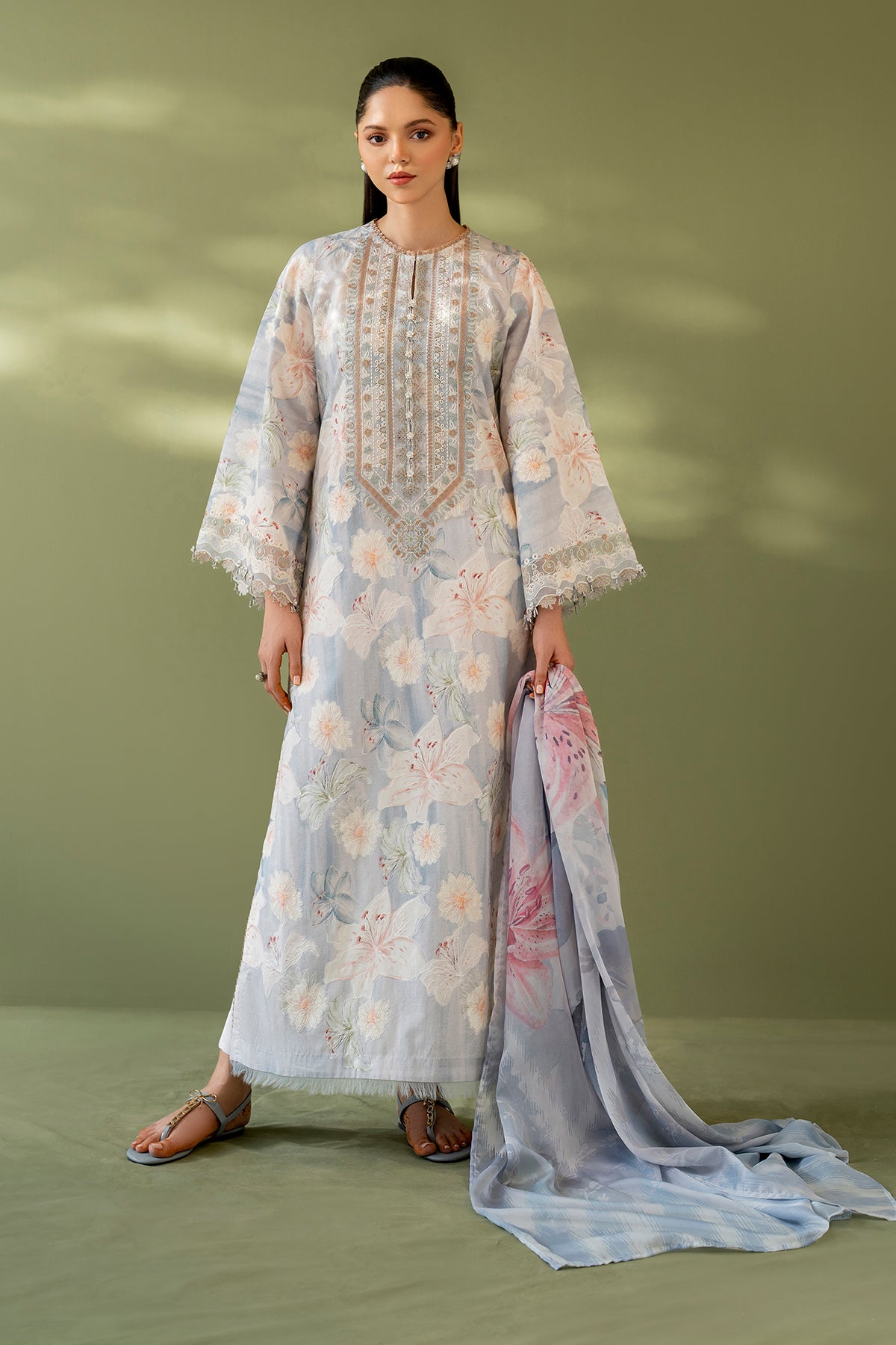 Baroque | Eid Printique | EMBROIDERED PRINTED LAWN UF-4166 -  Baroque Ladies Clothes - Original Designer Dress - House of Maryam