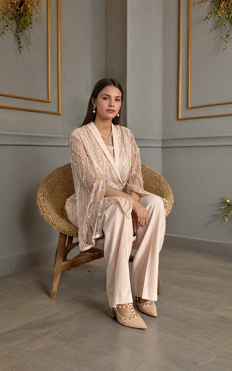 Threads and Motifs | Formal Dresses 25 | Net Embroidered Jacket With Trouser -  Threads and Motifs Ladies Clothes - Original Designer Dress - House of Maryam
