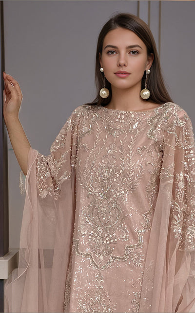 Threads and Motifs | Formal Dresses 25 | Net Embroidered Shirt -  Threads and Motifs Ladies Clothes - Original Designer Dress - House of Maryam