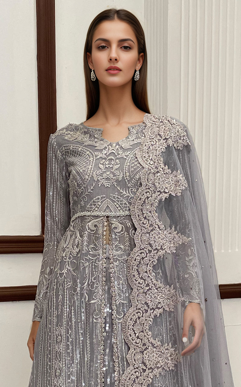 Threads and Motifs | Formal Dresses 25 | Net Embroidered Maxi With Dupatta -  Threads and Motifs Ladies Clothes - Original Designer Dress - House of Maryam