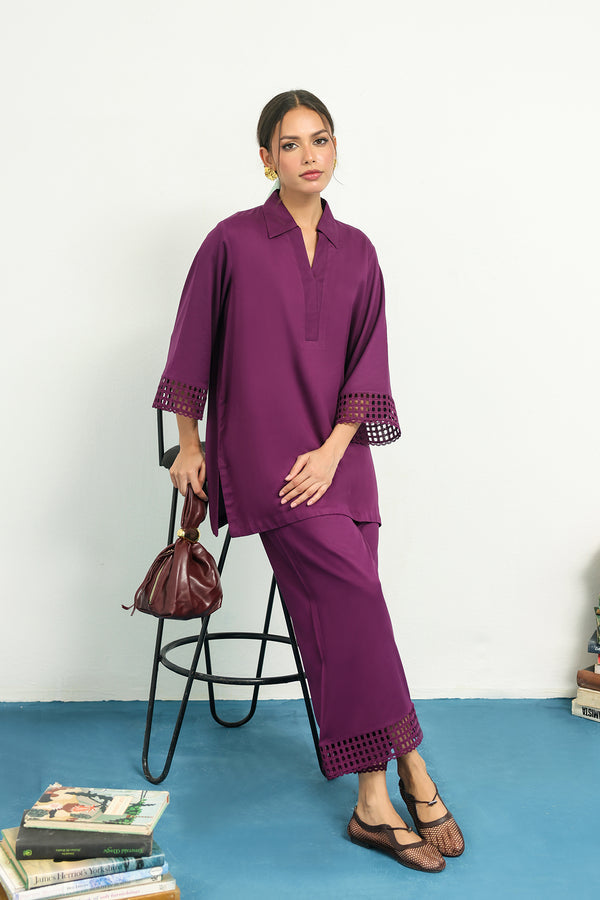 Sahar | Pret Essentials Winter 25 | Midnight Violet, image 3