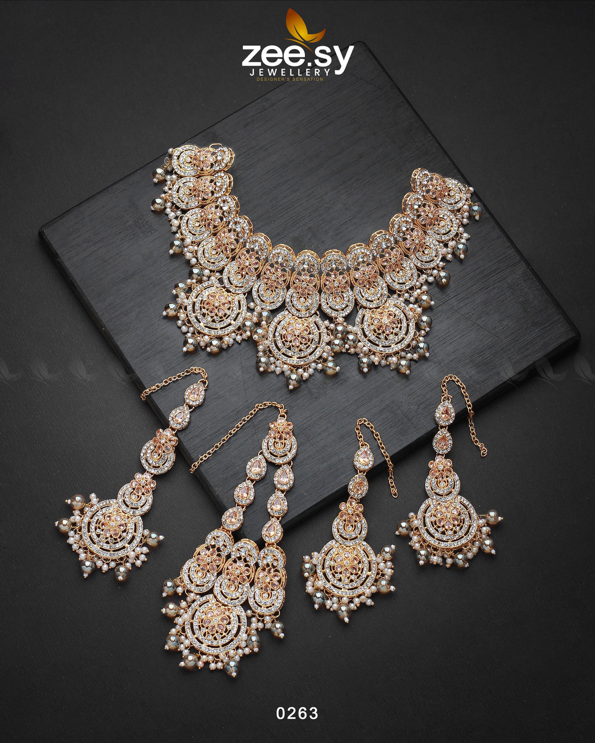 Panoramic Necklace -  Zeesy Necklace Sets - Original Designer Dress - House of Maryam