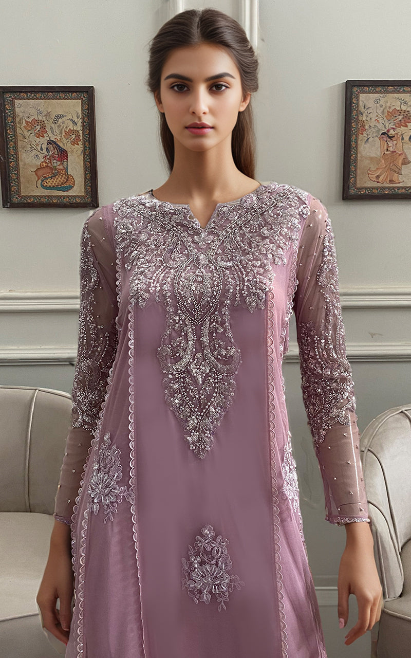 Threads and Motifs | Formal Dresses 25 | NET EMBROIDERD SHIRT WITH TROUSER -  Threads and Motifs Ladies Clothes - Original Designer Dress - House of Maryam
