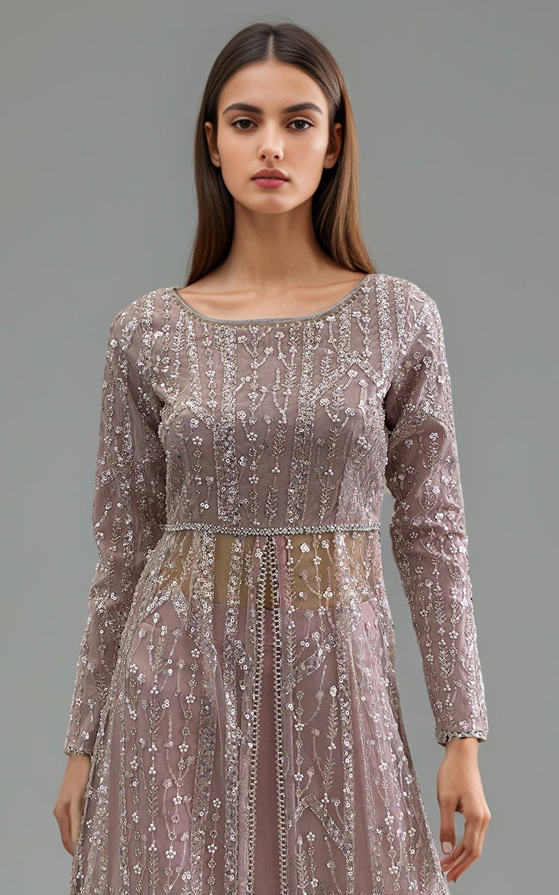Threads and Motifs | Formal Dresses 25 | Net Embroidered Maxi with Skirt -  Threads and Motifs Ladies Clothes - Original Designer Dress - House of Maryam