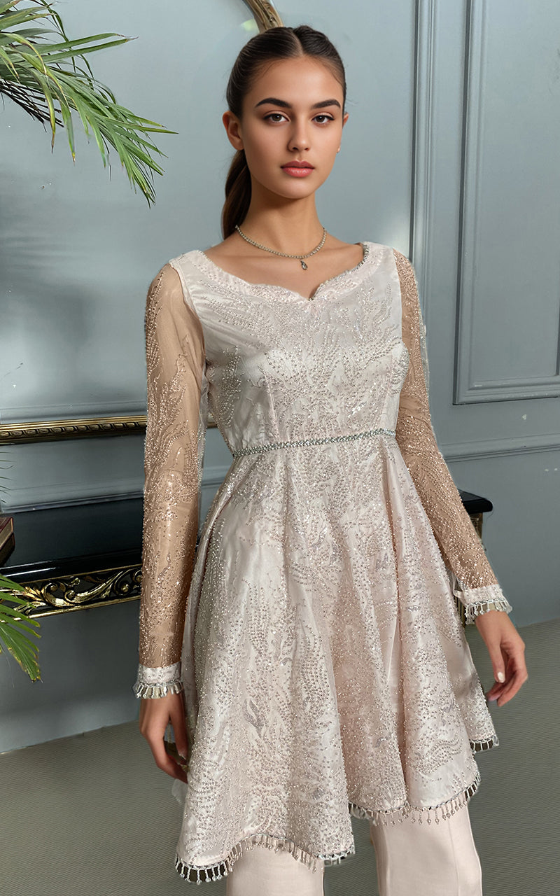 Threads and Motifs | Formal Dresses 25 | Net Embroidered Peplum With Trouser -  Threads and Motifs Ladies Clothes - Original Designer Dress - House of Maryam