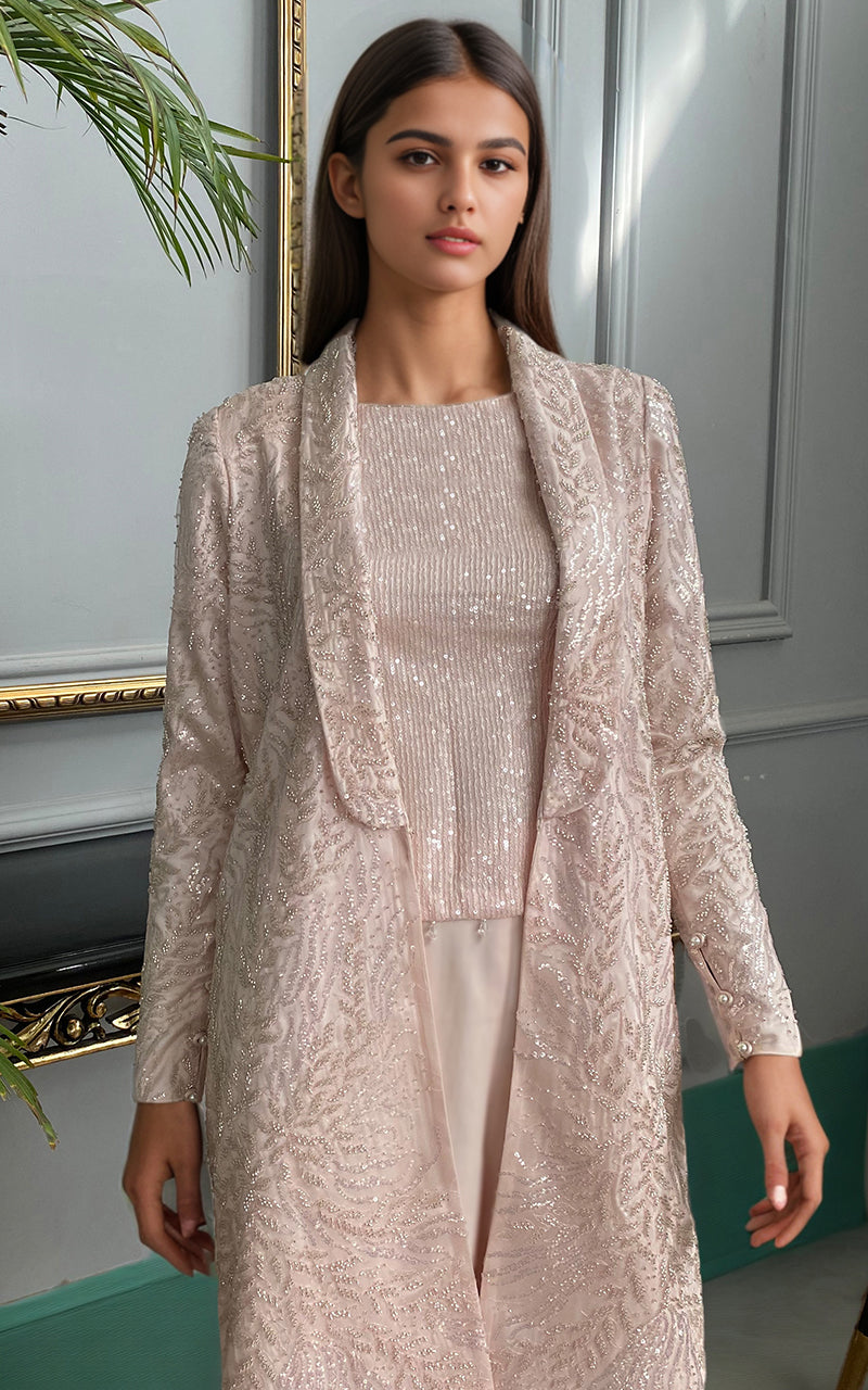 Threads and Motifs | Formal Dresses 25 | Net Embroidered jacket with trouser -  Threads and Motifs Ladies Clothes - Original Designer Dress - House of Maryam