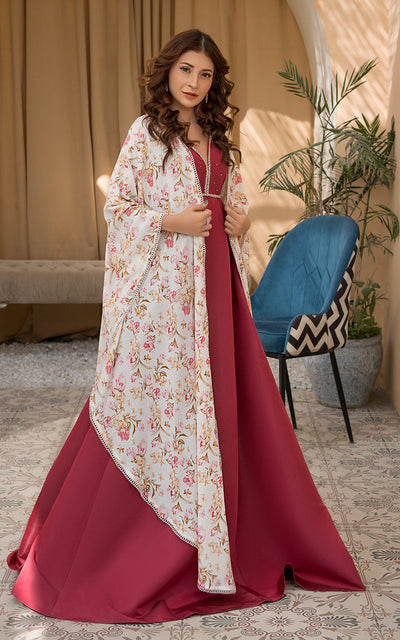 Threads and Motifs | Formal Dresses 25 | Printed Cape With Maxi -  Threads and Motifs Ladies Clothes - Original Designer Dress - House of Maryam