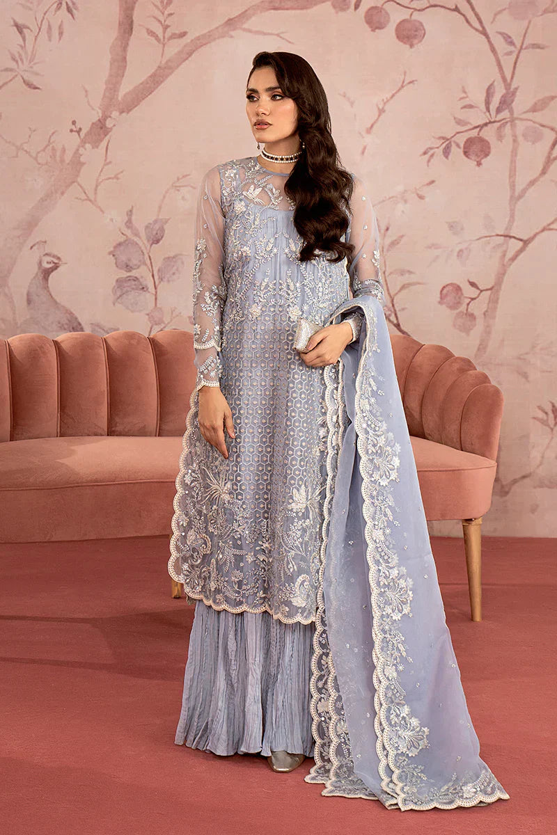 Cross Stitch | Wedding Festive 23 | Scarlet Blue -  Cross Stitch Formal - Original Designer Dress - House of Maryam