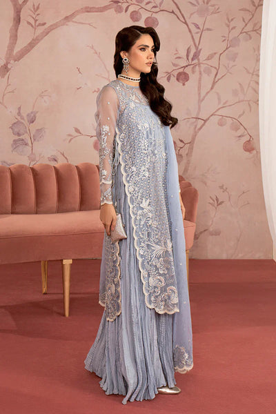 Cross Stitch | Wedding Festive 23 | Scarlet Blue -  Cross Stitch Formal - Original Designer Dress - House of Maryam