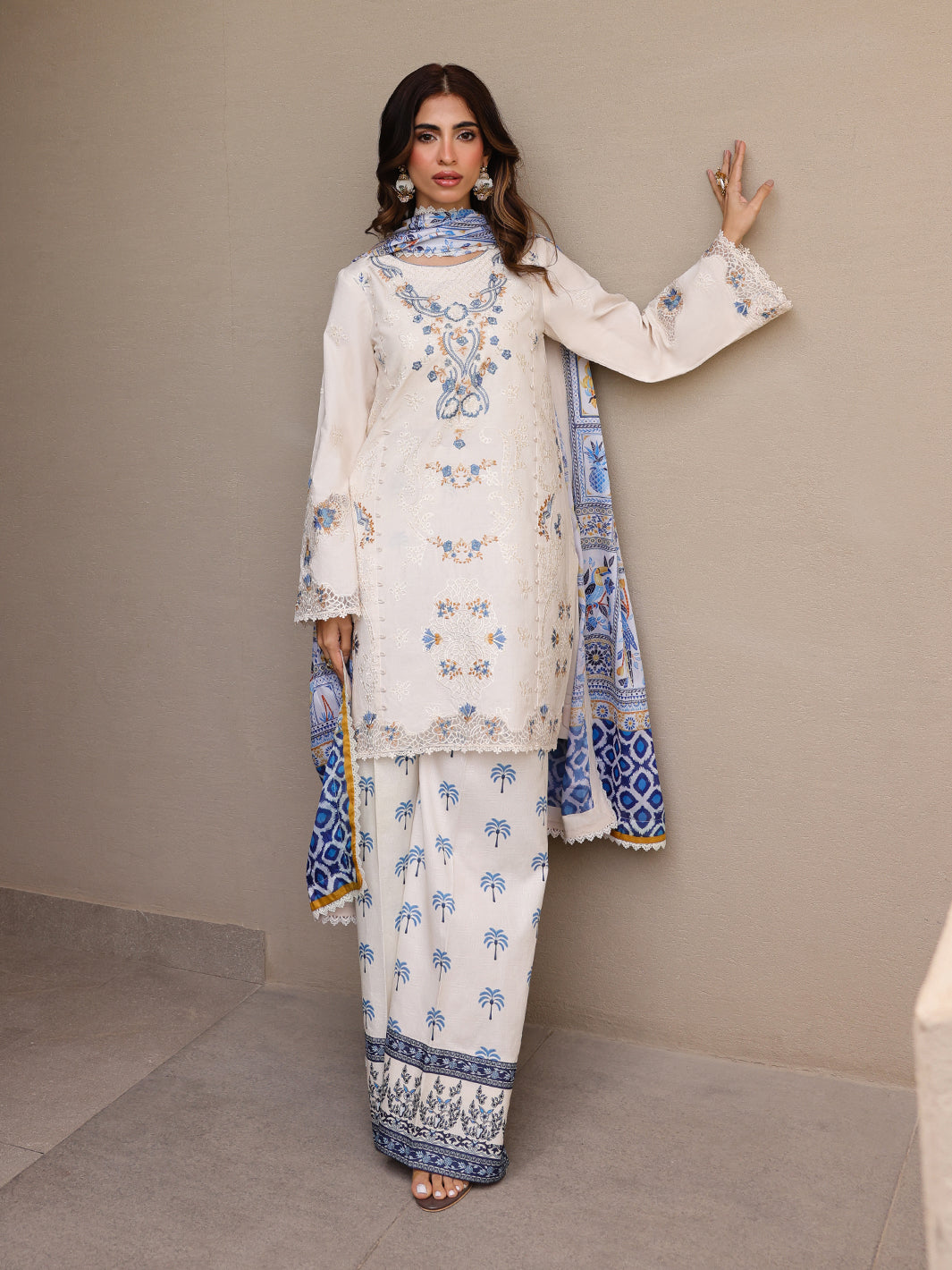 Faiza Faisal | Marine Luxury Lawn 25 | MIRHA -  Faiza Faisal Ladies Clothes - Original Designer Dress - House of Maryam