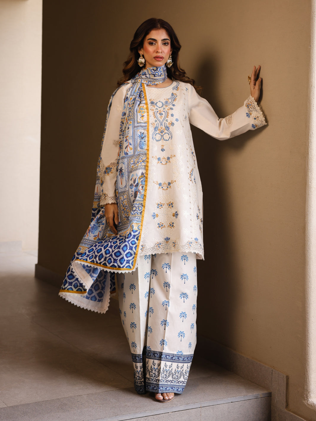 Faiza Faisal | Marine Luxury Lawn 25 | MIRHA -  Faiza Faisal Ladies Clothes -  House of Maryam