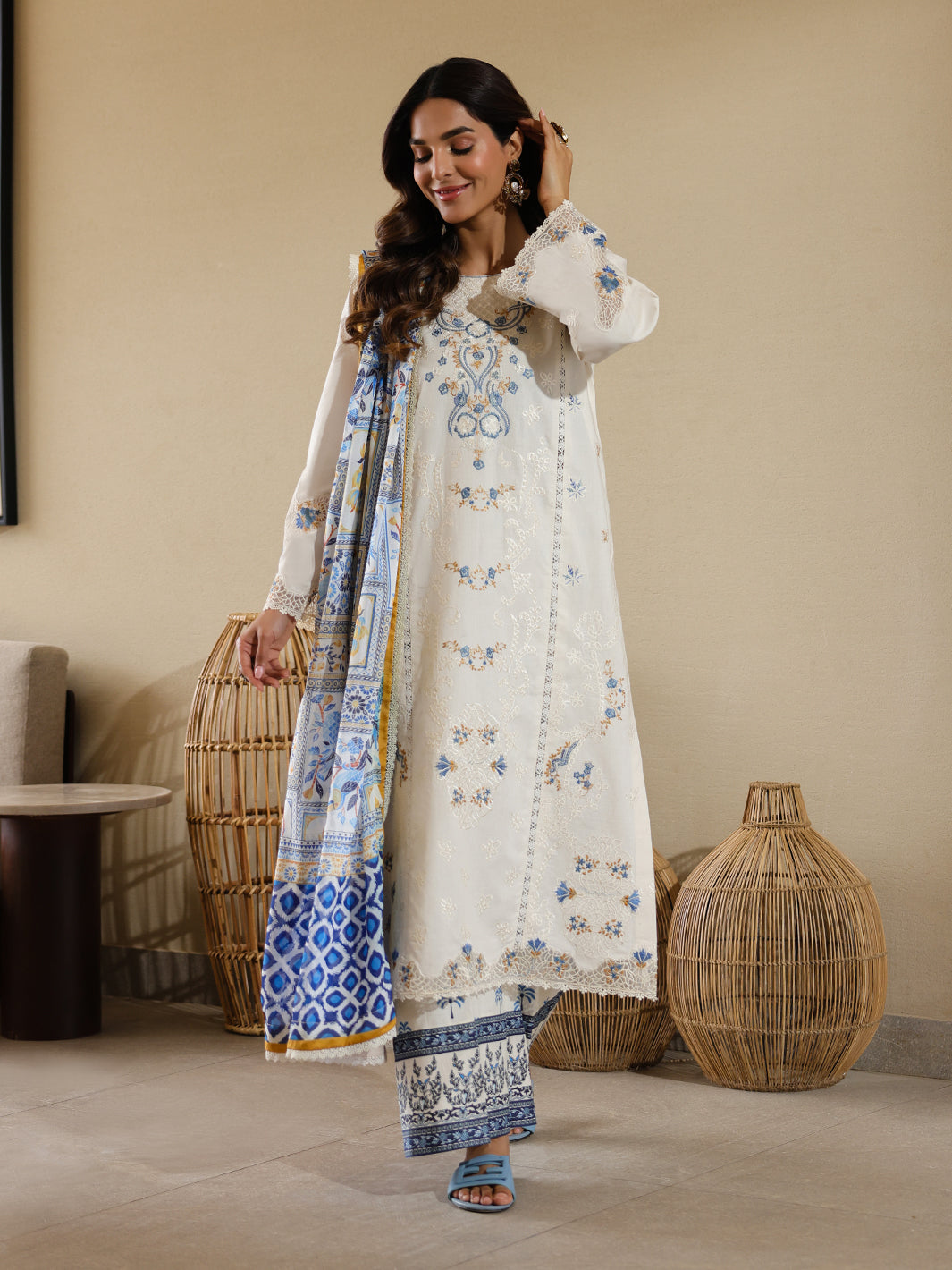 Faiza Faisal | Marine Luxury Lawn 25 | MIRHA -  Faiza Faisal Ladies Clothes - Original Designer Dress - House of Maryam