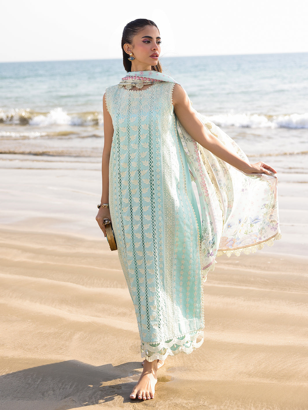 Faiza Faisal | Marine Luxury Lawn 25 | AINE -  Faiza Faisal Ladies Clothes -  House of Maryam
