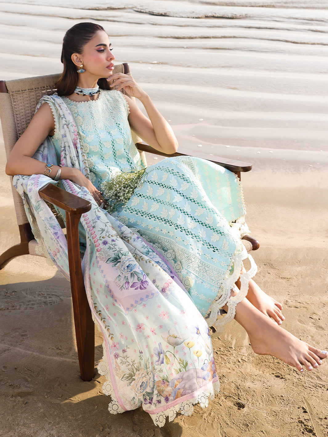 Faiza Faisal | Marine Luxury Lawn 25 | AINE -  Faiza Faisal Ladies Clothes - Original Designer Dress - House of Maryam