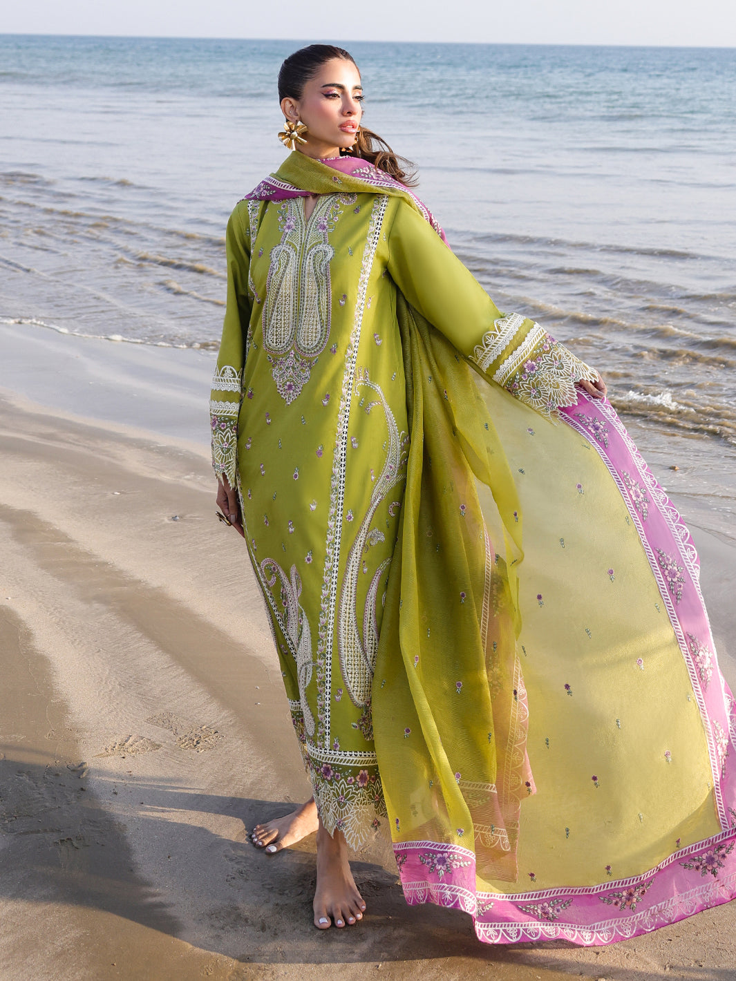 Faiza Faisal | Marine Luxury Lawn 25 | HINA -  Faiza Faisal Ladies Clothes - Original Designer Dress - House of Maryam