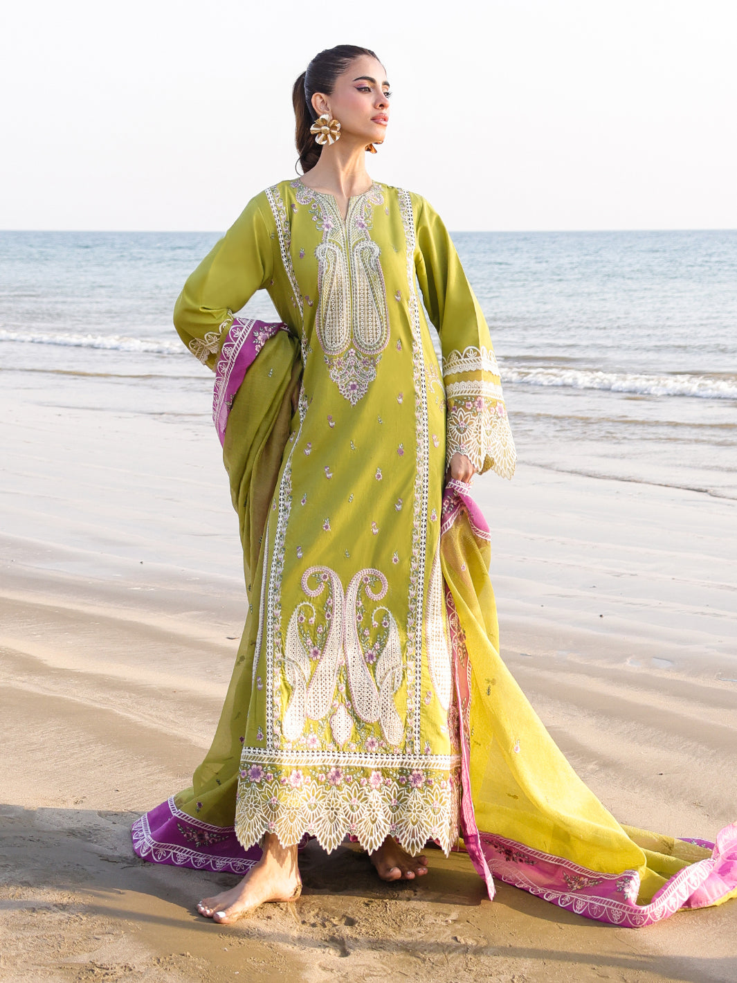 Faiza Faisal | Marine Luxury Lawn 25 | HINA -  Faiza Faisal Ladies Clothes - Original Designer Dress - House of Maryam