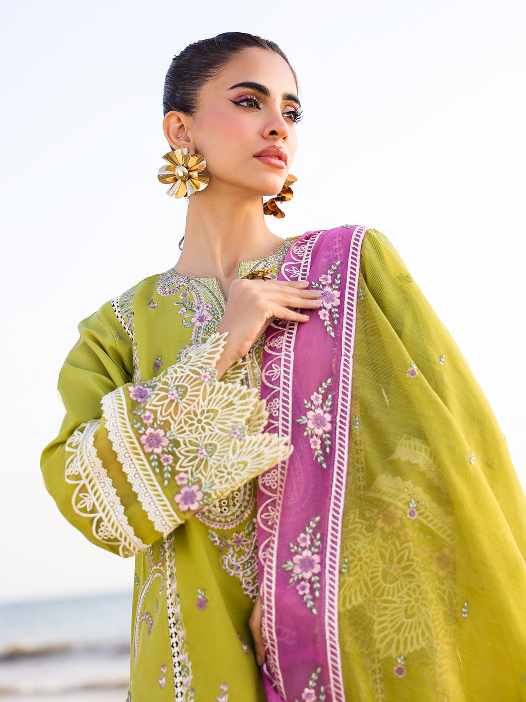 Faiza Faisal | Marine Luxury Lawn 25 | HINA -  Faiza Faisal Ladies Clothes - Original Designer Dress - House of Maryam