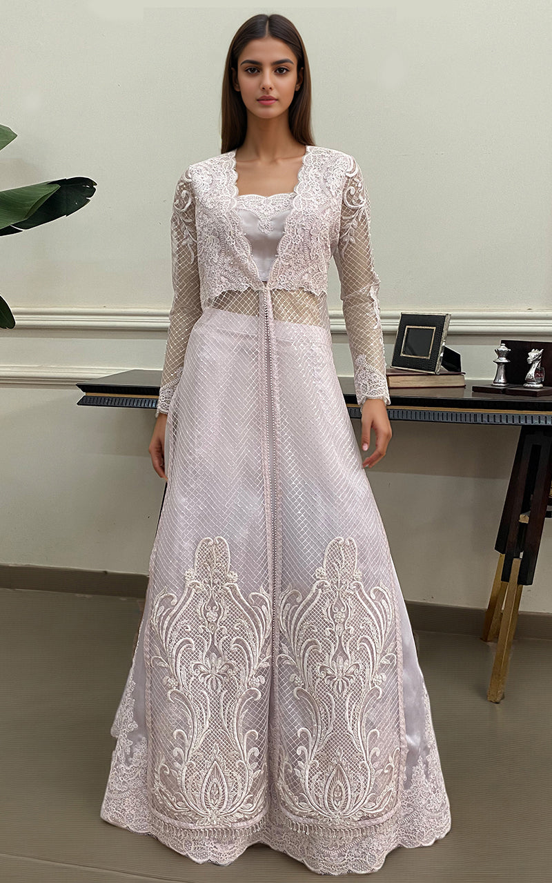 Threads and Motifs | Formal Dresses 25 | Net Embroidered Jacket with Embroidered Blouse and Skirt -  Threads and Motifs Ladies Clothes - Original Designer Dress - House of Maryam