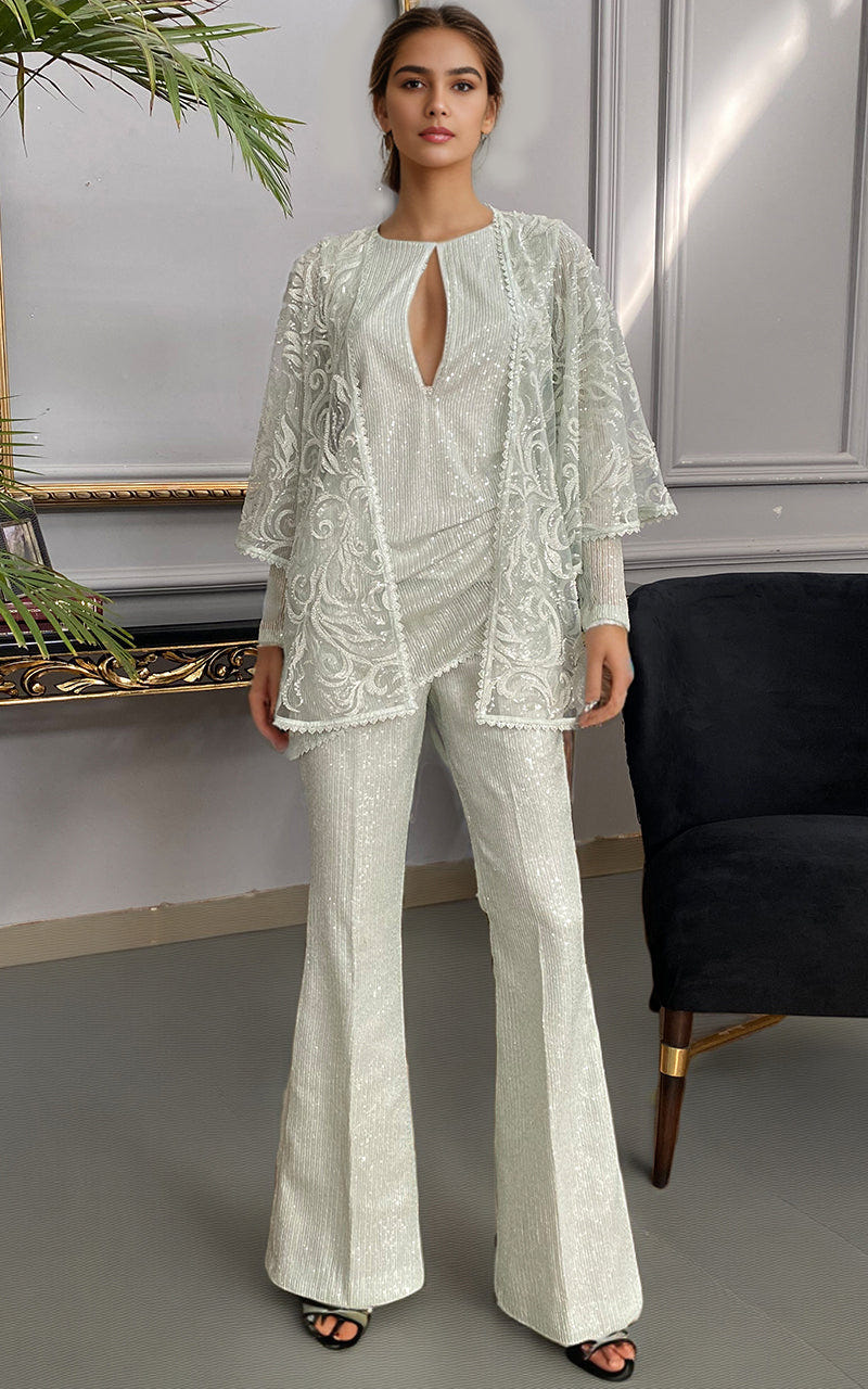 Threads and Motifs | Formal Dresses 25 | Net Embroidered Cap With Sequins Inner And Sequins Trouser -  Threads and Motifs Ladies Clothes - Original Designer Dress - House of Maryam