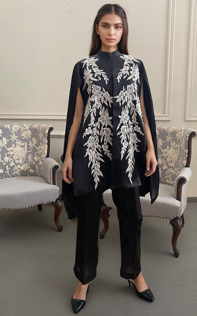 Threads and Motifs | Formal Dresses 25 | Embroidered Cape With Trouser -  Threads and Motifs Ladies Clothes - Original Designer Dress - House of Maryam