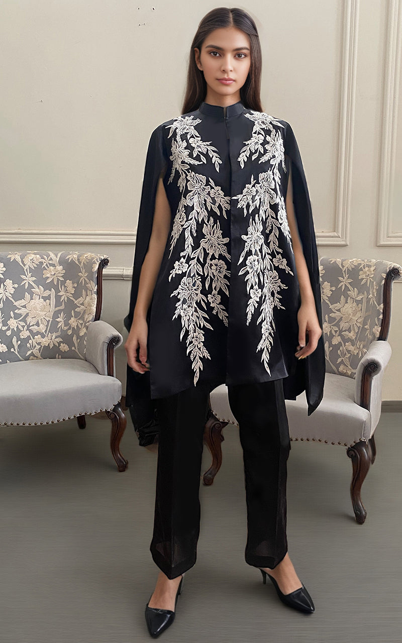 Threads and Motifs | Formal Dresses 25 | Embroidered Cape With Trouser -  Threads and Motifs Ladies Clothes - Original Designer Dress - House of Maryam
