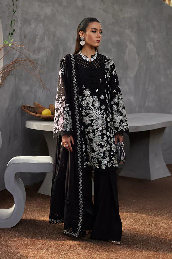 Suffuse Meenah stygian black cutwork shirt and shalwar