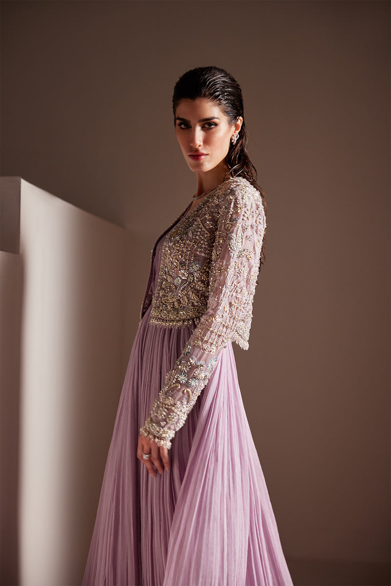 Soraya Charisma orchid lilac crushed gown and bolero, photo 4