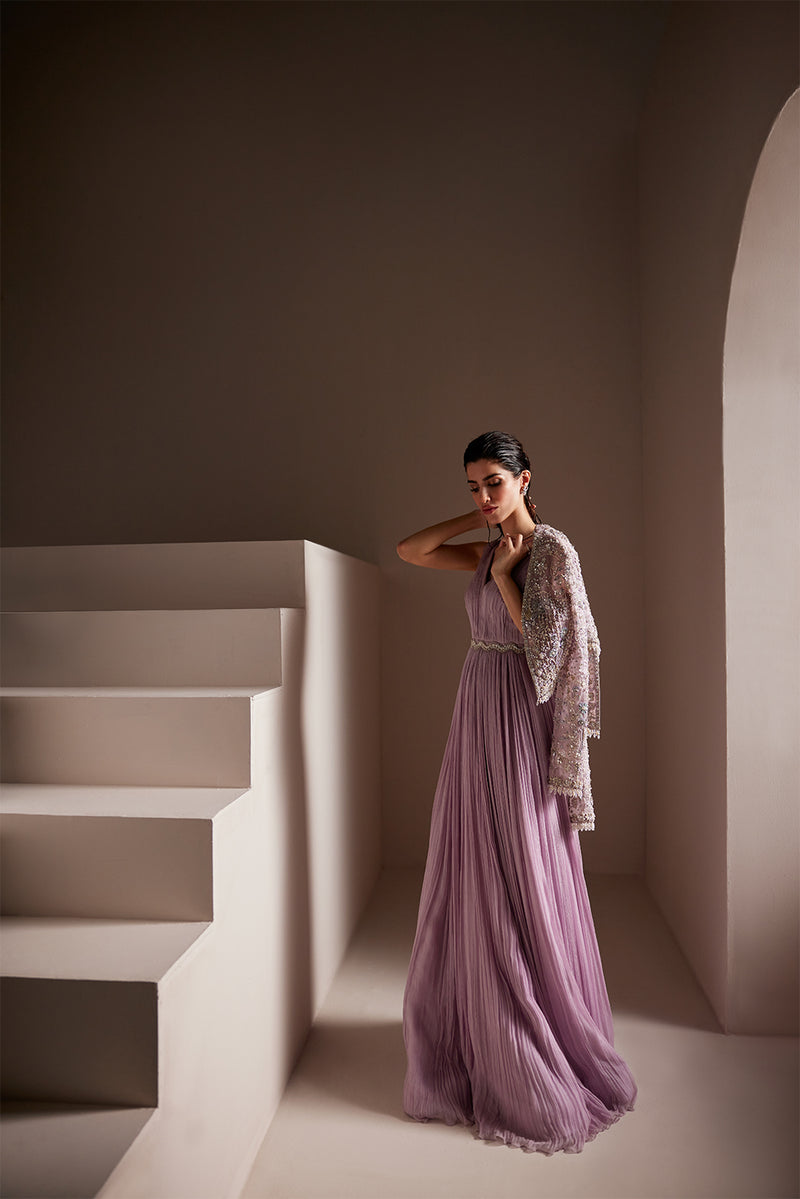 Soraya Charisma orchid lilac crushed gown and bolero, photo 2