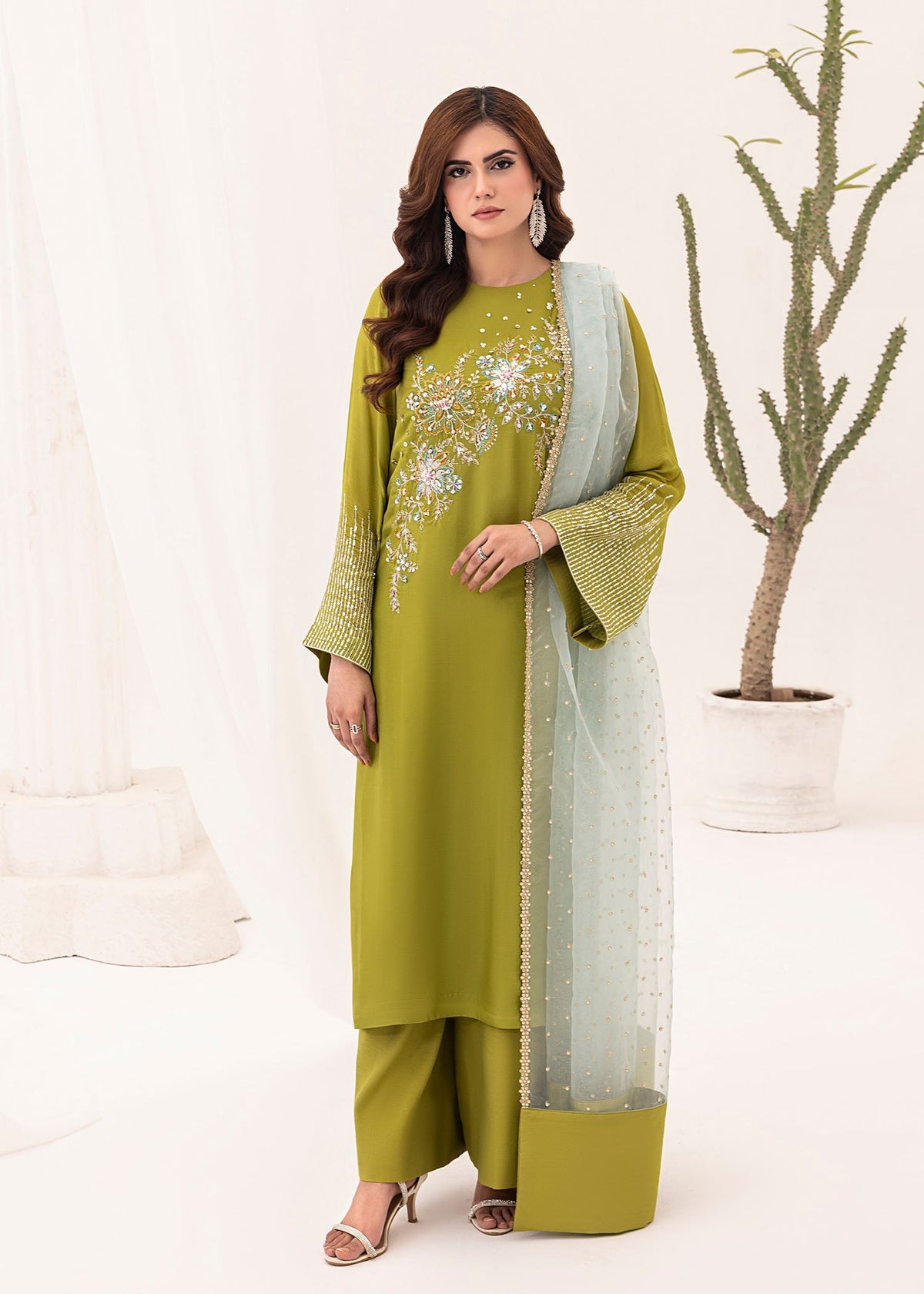 Jamnii | Silk Ivy | Lime Forest -  Jamnii Ladies Clothes - Original Designer Dress - House of Maryam