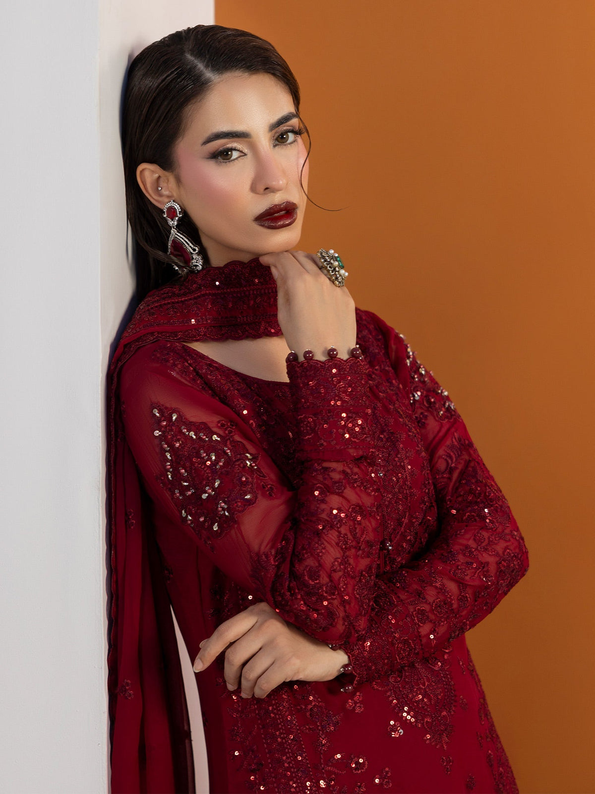 Gulaal | Maeri Luxury Chiffon 26 | Crimson, image 4