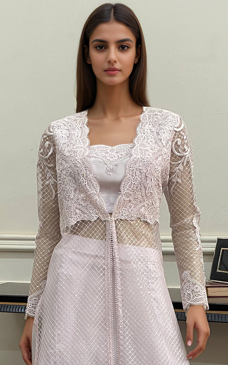 Threads and Motifs | Formal Dresses 25 | Net Embroidered Jacket with Embroidered Blouse and Skirt -  Threads and Motifs Ladies Clothes - Original Designer Dress - House of Maryam
