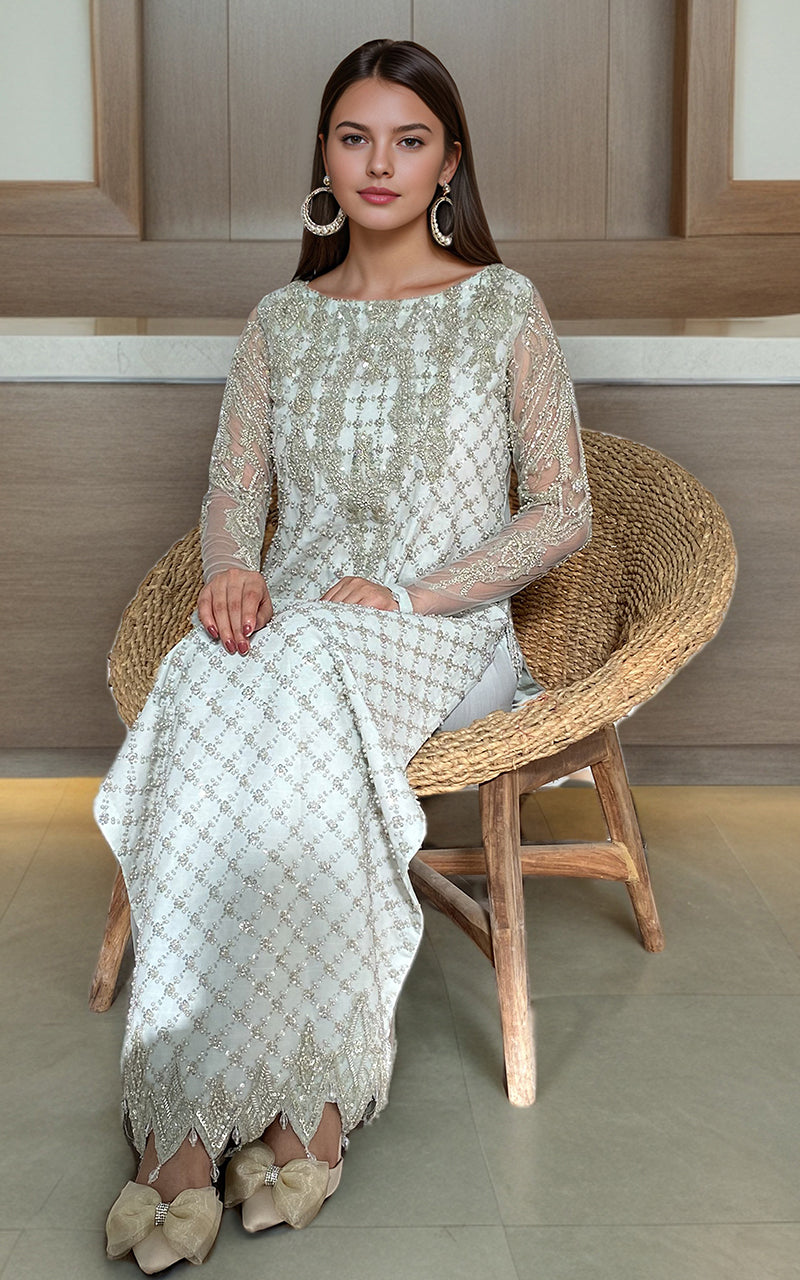 Threads and Motifs | Formal Dresses 25 | Net Embroidered Shirt With Trouser -  Threads and Motifs Ladies Clothes - Original Designer Dress - House of Maryam