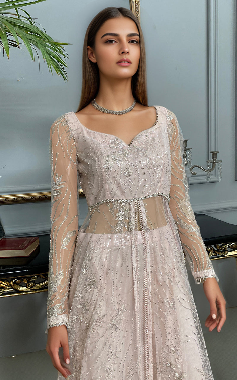 Threads and Motifs | Formal Dresses 25 | Net Embroidered Dress With Skirt -  Threads and Motifs Ladies Clothes - Original Designer Dress - House of Maryam