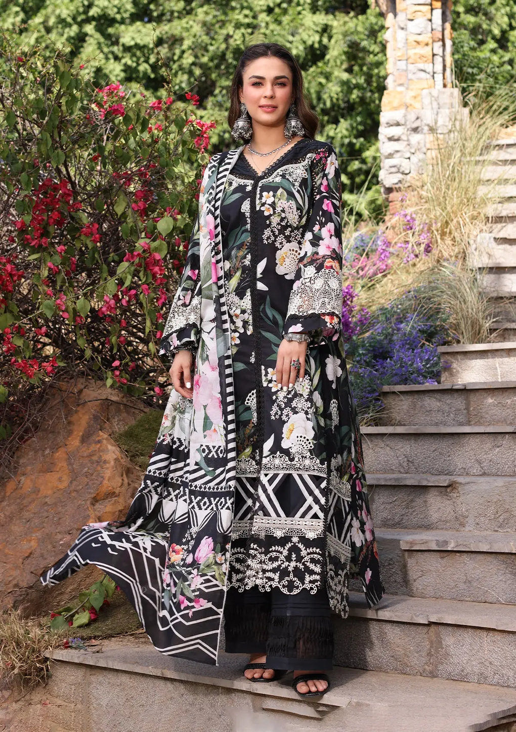 Elaf Premium | Prints Chikankari 24 | 02A NOIREE -  Elaf Premium Luxury - Original Designer Dress - House of Maryam