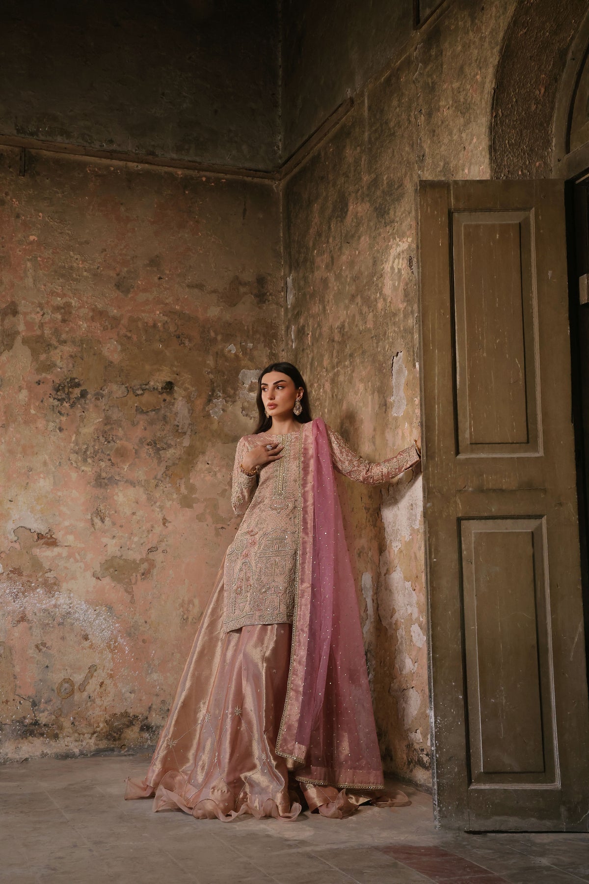 Wahaj M Khan | Banno Wedding Formals | Pale Pink Lama Tissue Bano, image 4