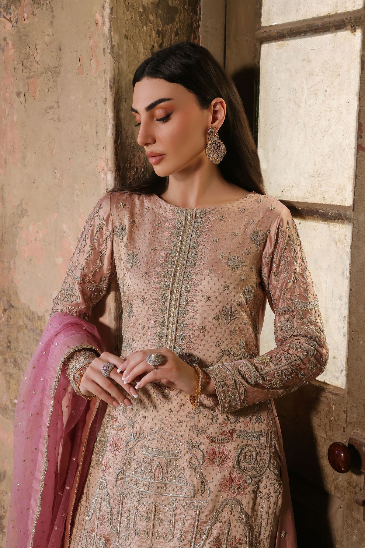Wahaj M Khan | Banno Wedding Formals | Pale Pink Lama Tissue Bano, image 3