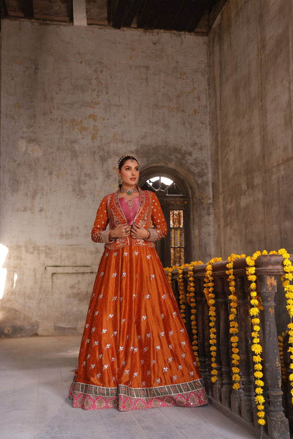 Wahaj M Khan | Banno Wedding Formals | Bano Rust Choli Set, image 6