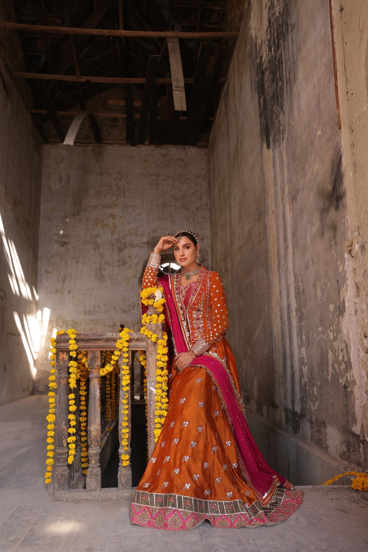 Wahaj M Khan | Banno Wedding Formals | Bano Rust Choli Set, image 5
