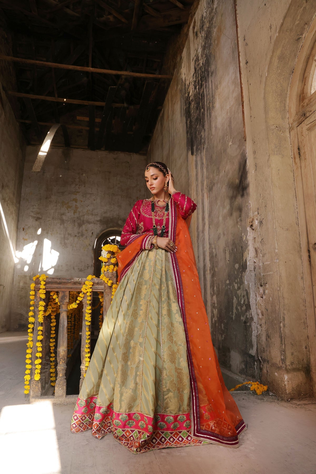 Wahaj M Khan | Banno Wedding Formals | Mahnoor Bano Magenta Tri- Set, image 6