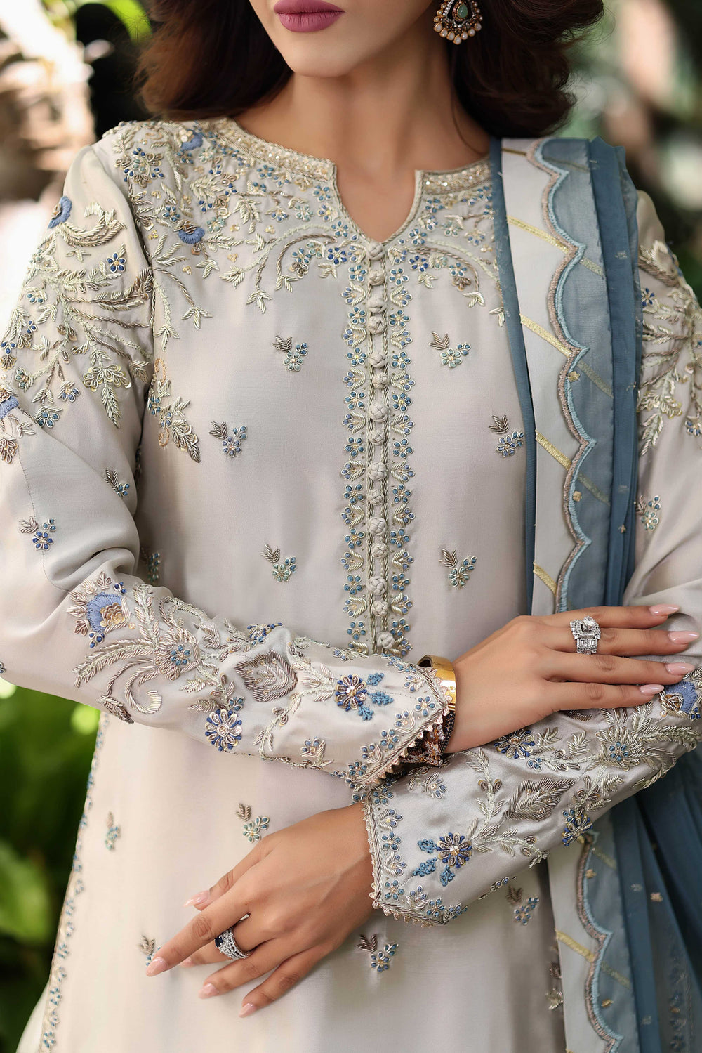 Wahaj M Khan | Nur Festive | Ash Grey Sheesha Nur outfit, image 5