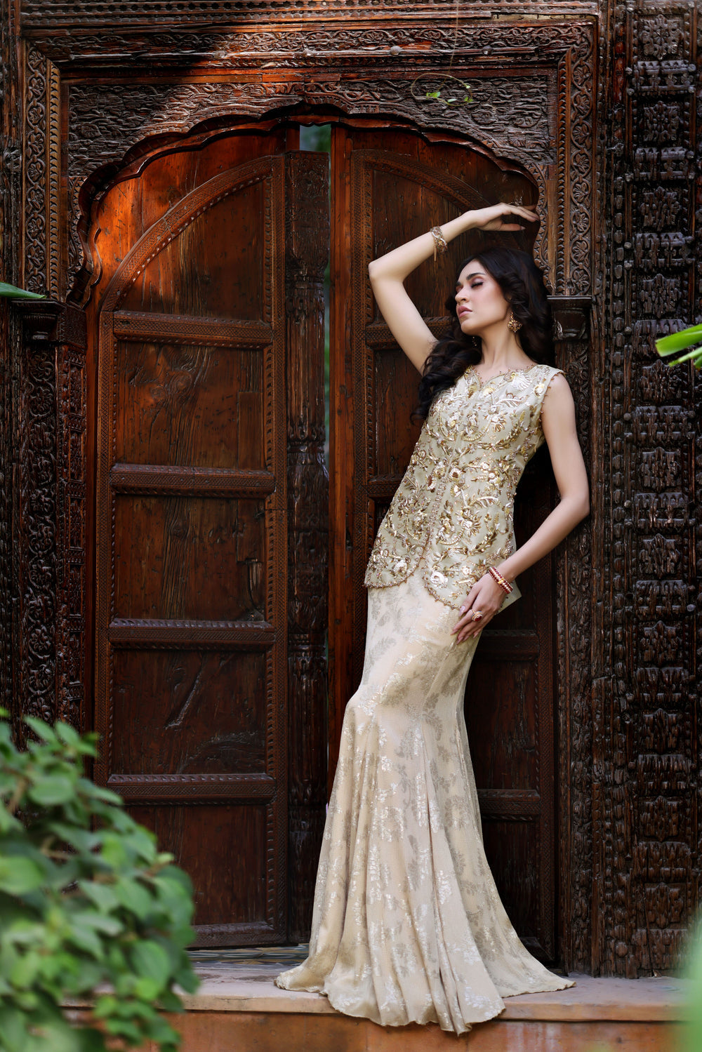 Wahaj M Khan | Nur Festive | Gold Mermaid Nur Lehnga, image 7