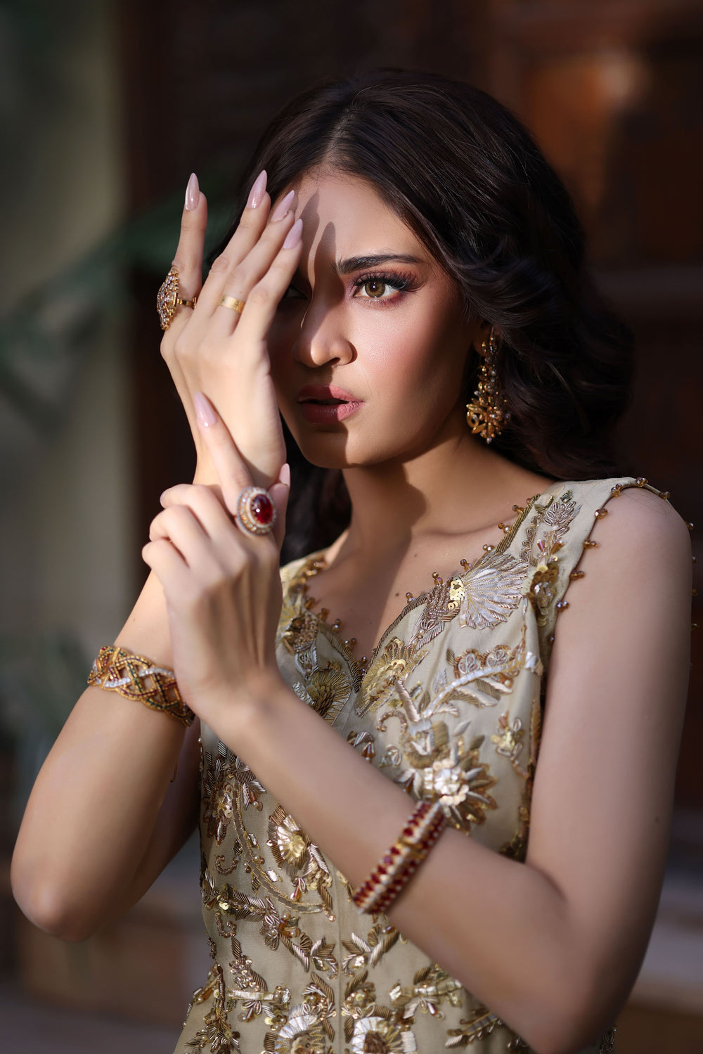Wahaj M Khan | Nur Festive | Gold Mermaid Nur Lehnga, image 5