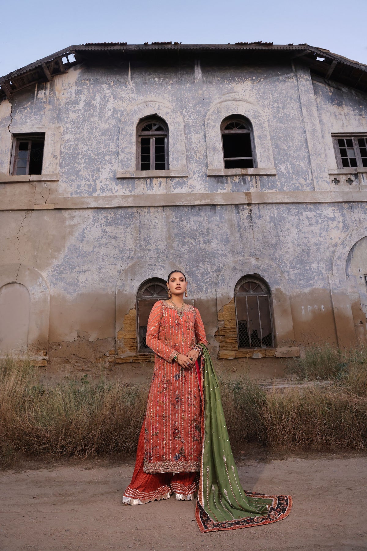 Wahaj M Khan | Banno Wedding Formals |Peachy Rust Printed Set, image 2