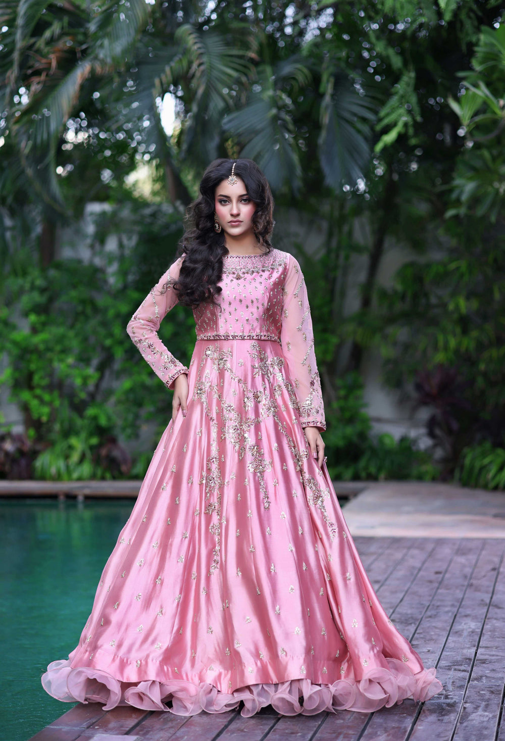 Wahaj M Khan | Nur Festive | Blush Pink & Magenta Choli Lehnga Nur Set, image 2