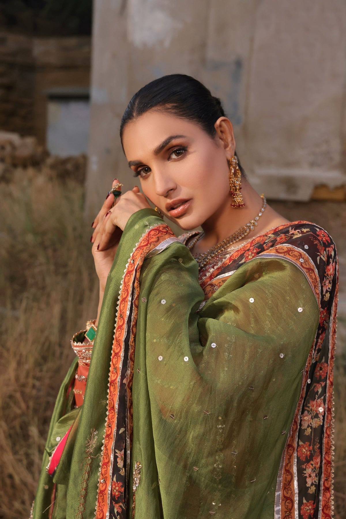 Wahaj M Khan | Banno Wedding Formals |Peachy Rust Printed Set, image 7