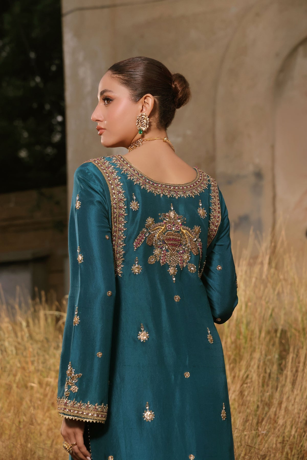 Wahaj M Khan | Banno Wedding Formals | Teal Maroori set, image 3