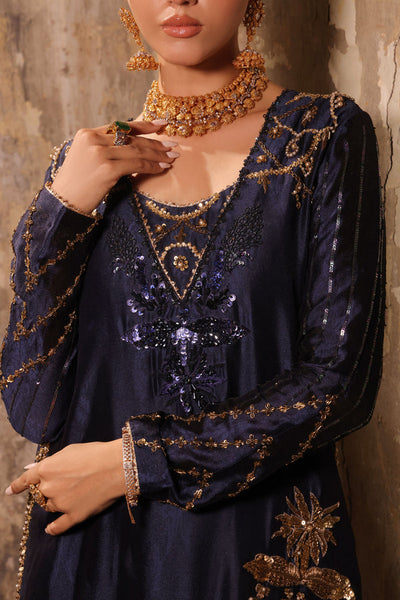 Wahaj M Khan | Banno Wedding Formals | Navy Slit Bano Silk