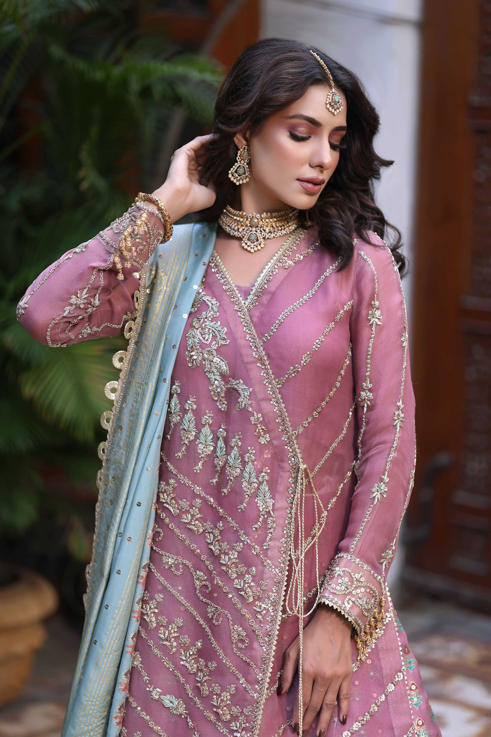Wahaj M Khan | Nur Festive | Pale Pink Angarkha Nur Jacket, image 3