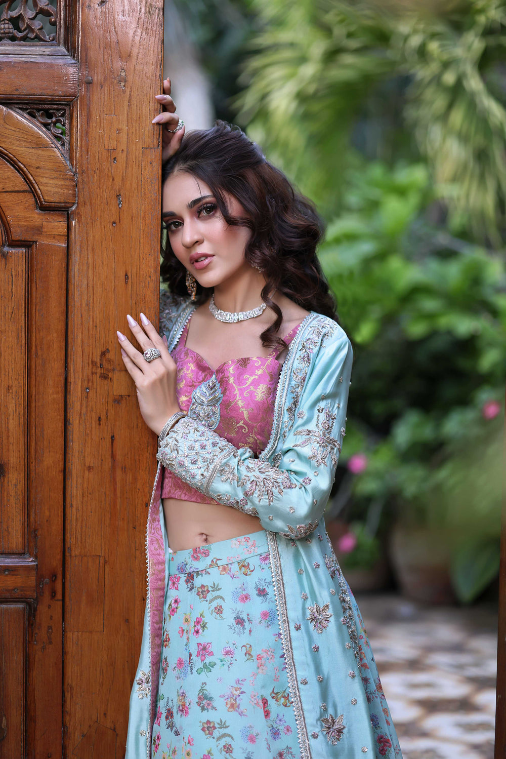 Wahaj M Khan | Nur Festive | Sea Ferozi Sheesha Jacket Nur Set, image 3