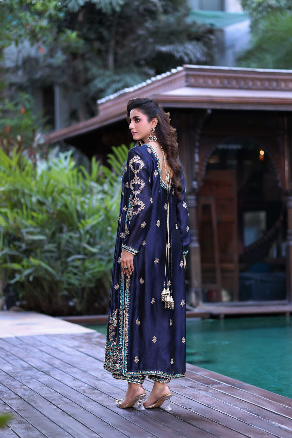 Wahaj M Khan | Nur Festive | Midnight Navy with Teal Nur Set, image 2